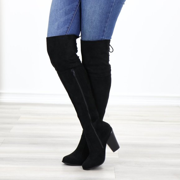 *Restock Thigh High Heeled Boots With Lace Up Back - Picture 13 of 16